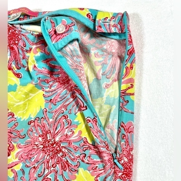 KEY WEST Women’s Floral Print Mallory Capri Crop Pants Bright Pink Lime Size 8 - Picture 11 of 12
